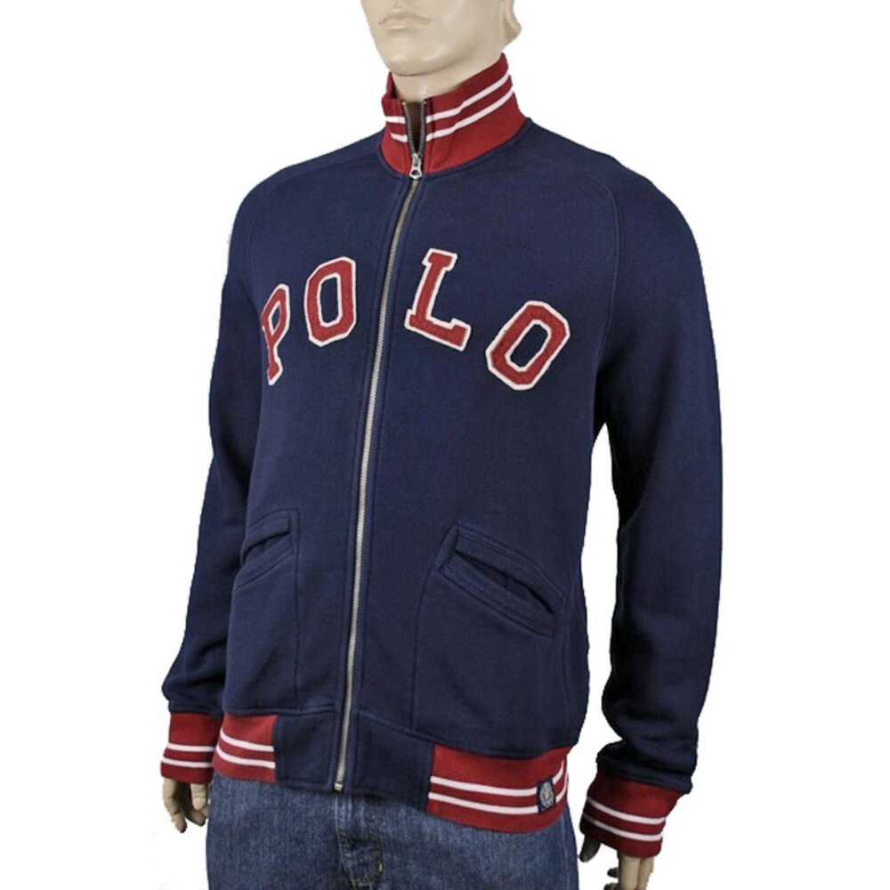 NEW Polo Ralph Lauren Sweatshirt! Navy & Red  Huge Polo on Front  Full Zip Front
